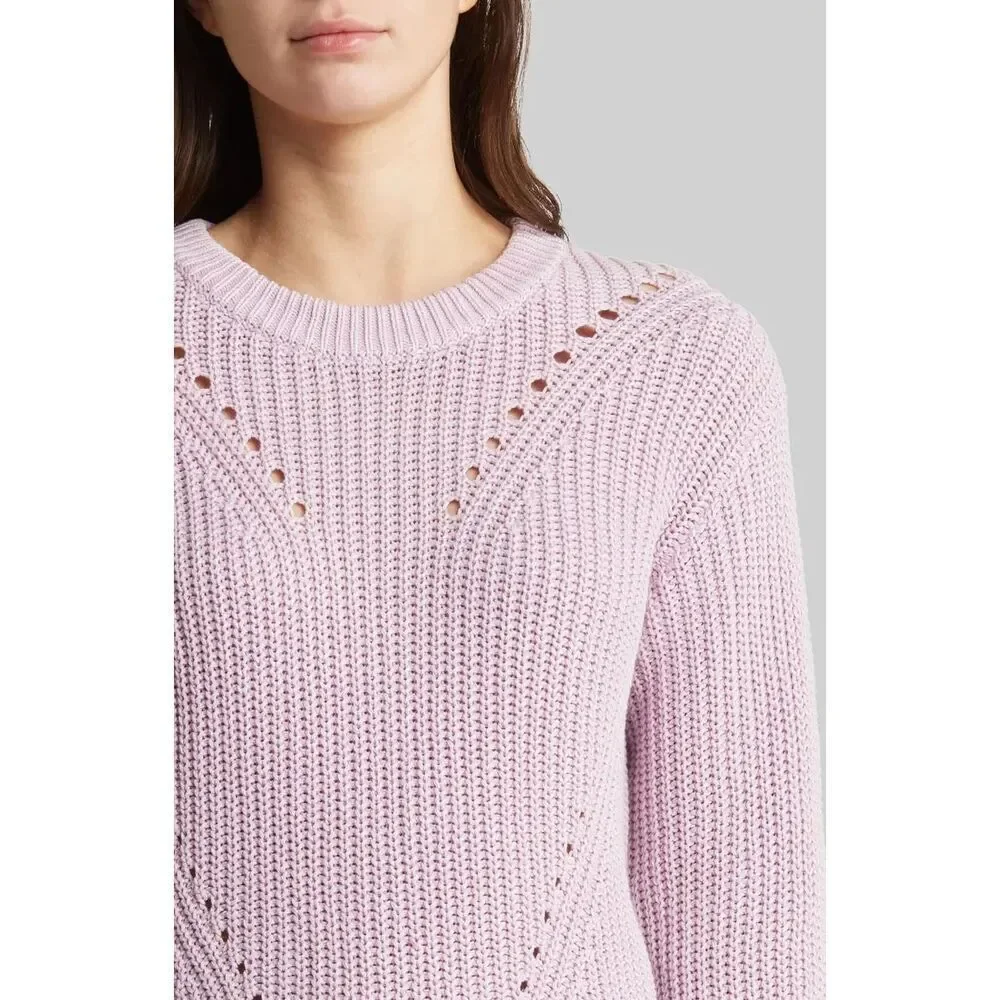 ✨Marine Layer Ramona Pointelle Accent Cotton Crewneck Purple Sz Small Sweater✨